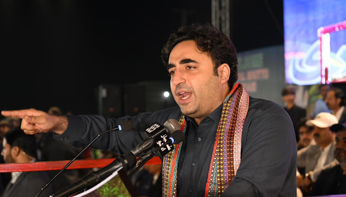 Chairman Pakistan Peoples Party Bilawal Bhutto Zardari speaks during a party rally on January 18, 2024. — Facebook/Pakistan Peoples Party - PPP