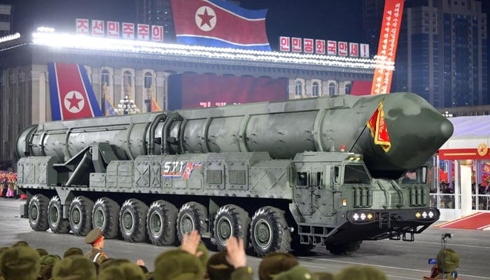North Korean intercontinental ballistic missile can be seen in this image during a victory day parade in Pyongyang. — KCNA/File
