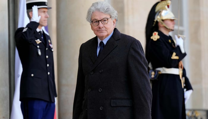 EU industry commissioner Thierry Breton arrives for a lunch following a national tribute ceremony for late French minister and European Union Commission president Jacques Delors at the Elysee Palace in Paris, on January 5, 2024. — AFP