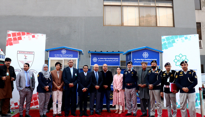 ANTH management personnel and ITP officials take a pose during the handing-over ceremony at the hospital in Islamabad on January 20, 2024. — Facebook/Dr.Akbar Niazi Teaching Hospital