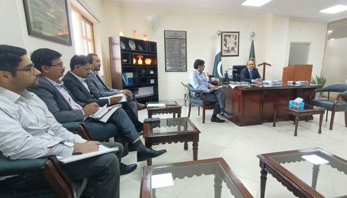 The image released on Oct 12, 2023 shows Punjab Mines and Minerals Department (MMD) Secretary Babar Amman Babar chairing chaired a Departmental Development Sub-Committee (DDSC) meeting to discuss the ‘Strengthening of Directorate General Mines & Minerals Punjab and IT Integration of Administrative Department. — Facebook/PunjabITBoard