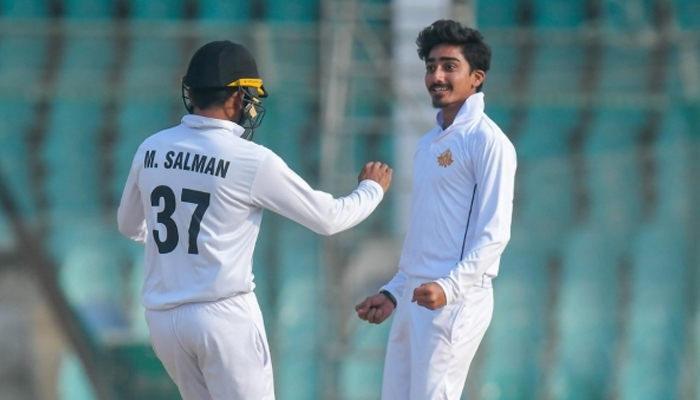 Faisal Akram (R) celebrates after a wicket on January 21, 2024. — PCB Website