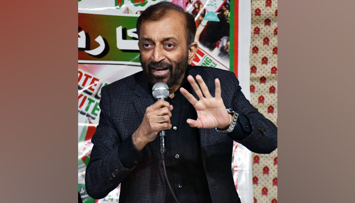 MQM-P senior deputy convener Dr Farooq Sattar speaks during a public gathering on January 20, 2024. — Facebook/MQM ( Muttahida Quami Movement)