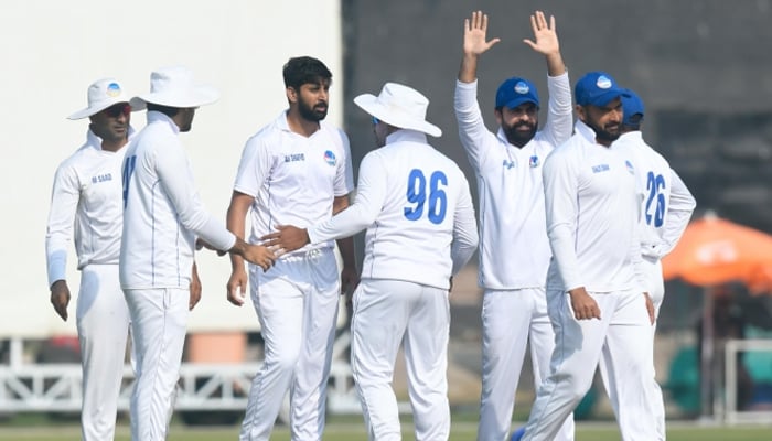 WAPDA Players react after taking the wicket against PTV on January 22, 2024. — PCB Website