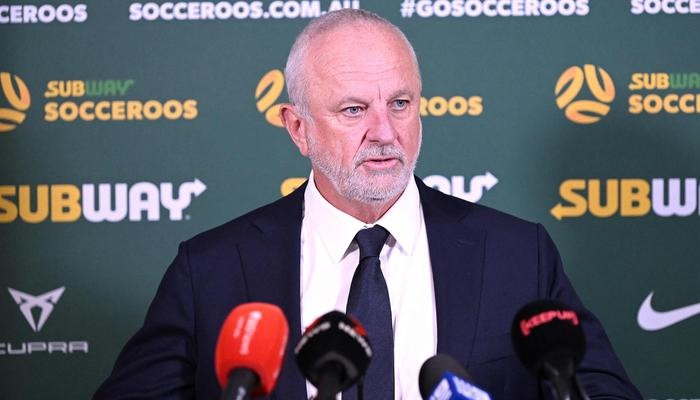 Australian Association football manager Graham Arnold can be seen during a press conference. — AFP/File