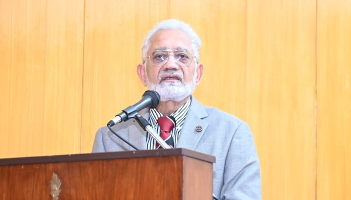 Caretaker Provincial Health Minister Prof Dr Javed Akram addresses an event on December 7, 2023. — Facebook/Javed Akram