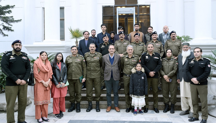 IG Punjab Dr. Usman Anwar can be seen at the rank-pinning ceremony of newly promoted officers on January 22, 2024. — Facebook/Punjab Police Pakistan