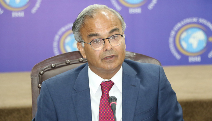 Asad Majeed, Pakistan’s former ambassador to the United States, speaks during a seminar organised by ISSI in Islamabad on September 21, 2023. — X@asadmk17