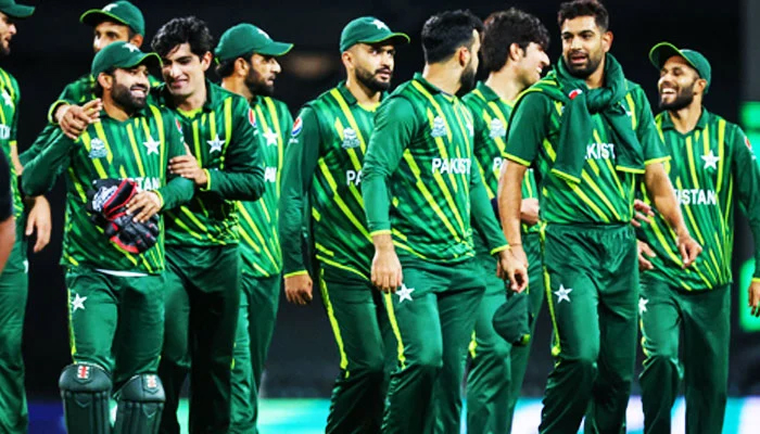Pakistan cricketers celebrate after their 2022 ICC Twenty20 World Cup cricket tournament match between Pakistan and South Africa at the Sydney Cricket Ground (SCG). — AFP/File