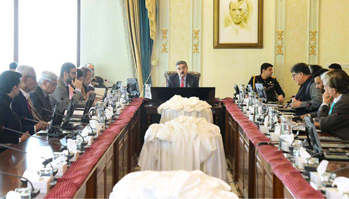 Caretaker Prime Minister Anwaar-ul-Haq Kakar chairs a meeting of the Caretaker Federal Cabinet on January 10. — APP