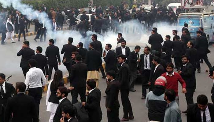 Lawyers protesters can be seen in this image in Lahore. — Online/File
