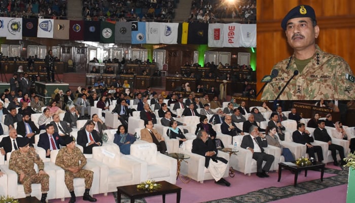 Chief of the Army Staff (COAS) General Syed Asim Munir speaks during the Pakistan National Youth Conference at the Jinnah Convention Center on January 24, 2024. — X/@GovtofPakistan