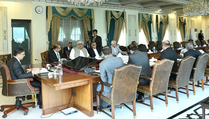 Caretaker Prime Minister Anwaar-ul-Haq Kakar while chairing a cabinet meeting in Islamabad. — APP/File