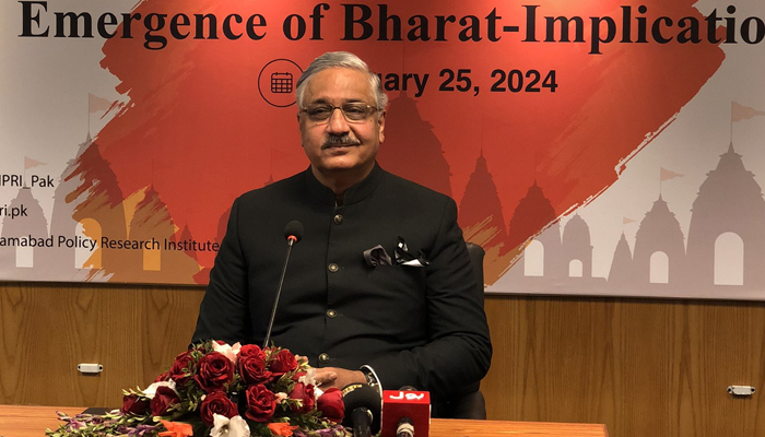 Former Chairman Joint Chiefs of Staff Committee General (r) Zubair Mahmood Hayat speaks during a lecture at the Islamabad Policy Research Institute on January 25, 2024. — X/@IPRI_Pak