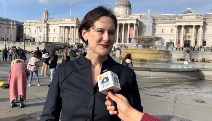 Margaret MacLeod, who has been appointed in the UK capital, can be seen talking to Geo News in London UK on January 26, 2024. — Provided by the author