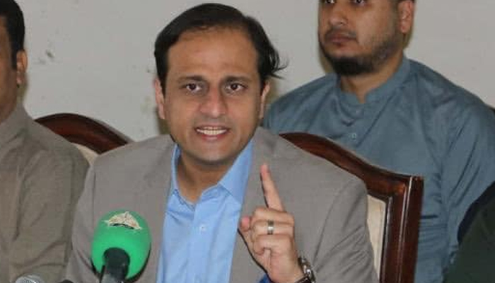 Barrister Murtaza Wahab addresses a press conference at Denso Hall on December 31, 2023. — Facebook/Barrister Murtaza Wahab