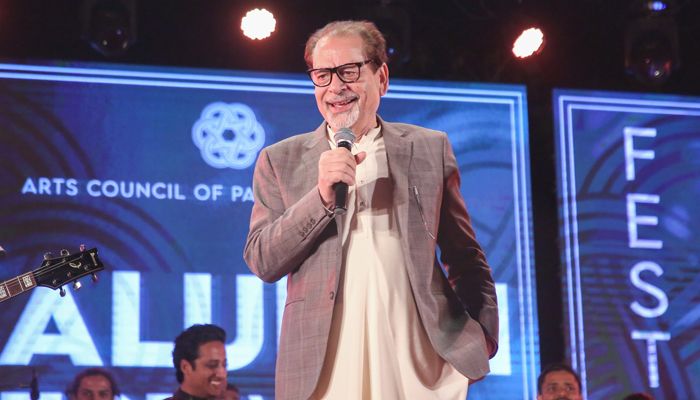 Sindh Caretaker Minister for Information, Minority Affairs, Social Protection, and President Arts Council Karachi Muhammad Ahmed Shah Addresses the gathering during the First Alumni Festival 2024 at Arts Council Karachi on January 27, 2024. — Facebook/Arts Council of Pakistan Karachi