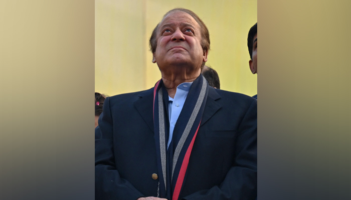 Pakistan´s former Prime Minister and leader of the Pakistan Muslim League (PML) party Nawaz Sharif looks on during an election campaign rally in Lahore on January 29, 2024. — AFP