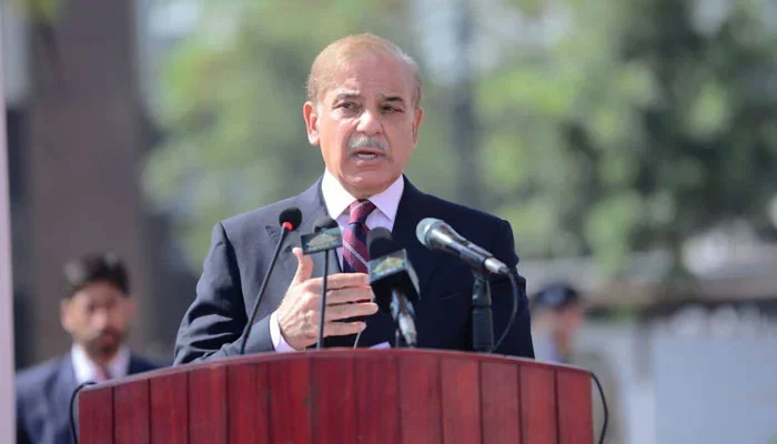 Prime Minister Shahbaz Sharif addressing the passing out ceremony of the 48th STP of PSP at the National Police Academy in Islamabad on October 28, 2022. — X/@PakPMO