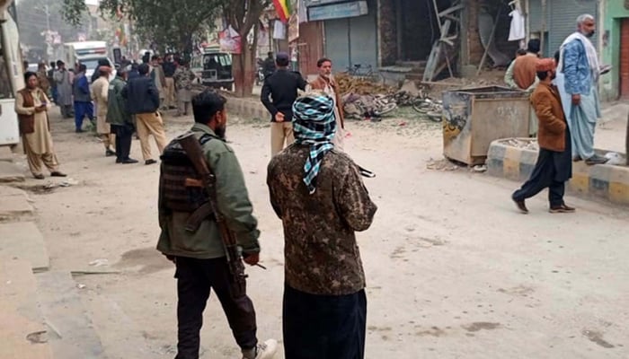 View of the site after the blast occurred at a rally of Tehreek-e-Insaf (PTI) at Sibi on Tuesday, January 30, 2024. — PPI