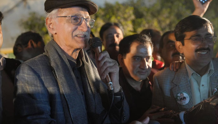 Istehkam-e-Pakistan Party patron-in-chief Jehangir Khan Tareen addresses a convention in Multan on Jan 30, 2024. — Facebook/JahangirKTareen