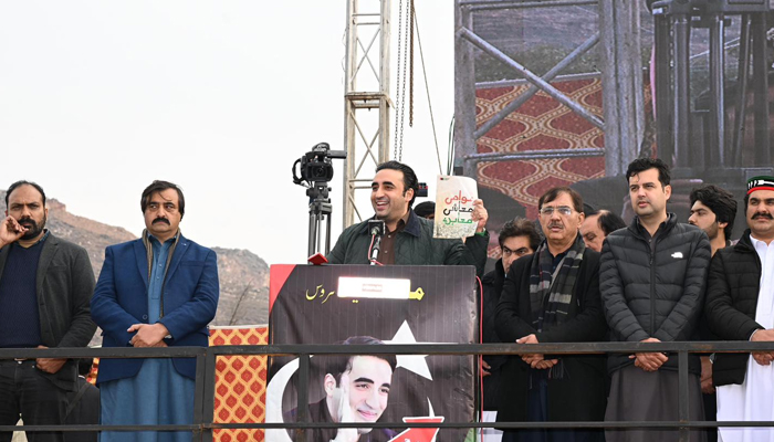 Pakistan Peoples Party (PPP) Chairman Bilawal Bhutto Zardari addresses a well-attended public gathering in the Malakand district on January 31, 2024. — Facebook/Pakistan Peoples Party - PPP