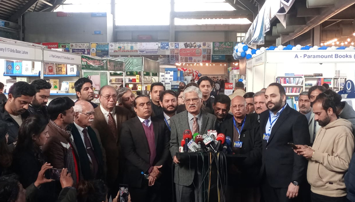 Muhammad Saleem Baig, Chairman PEMRA Talks to the media during The 37th Lahore International Book Fair (LIFB 2024) at the Expo Centre on February 1, 2024. — Facebook/Pakistan Expo Centres