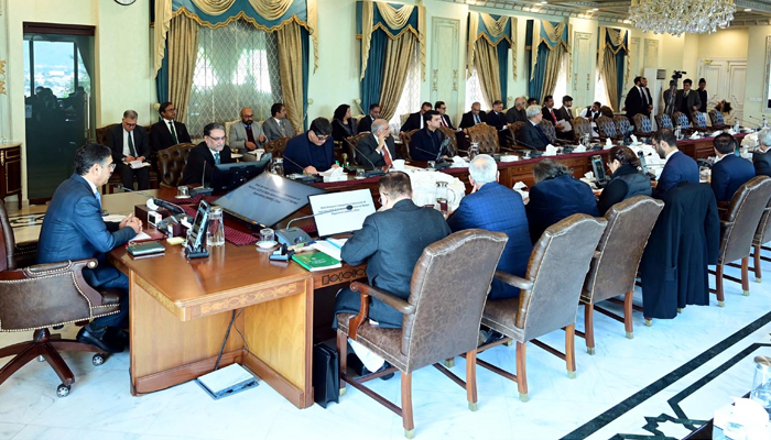 The federal cabinet underway chaired by Caretaker Prime Minister Anwaar-ul-Haq Kakar in Islamabad on February 1, 2024. — PID