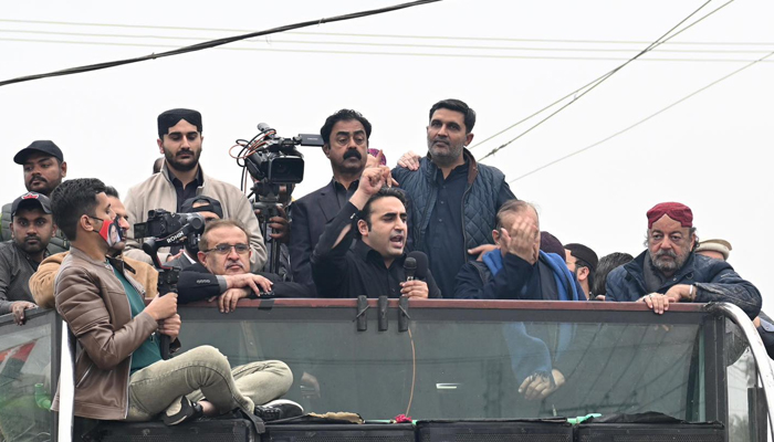 PPP Chairman Bilawal Bhutto addresses a gathering in Jacobabad on February 2, 2024. — Facebook/Pakistan Peoples Party - PPP