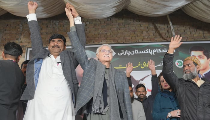 Jehangir Khan Tareen, Chairman of the Istehkam Party Pakistan addresses the crowd in Lodhran on February 1, 2024. — Facebook/Jahangir Khan Tareen