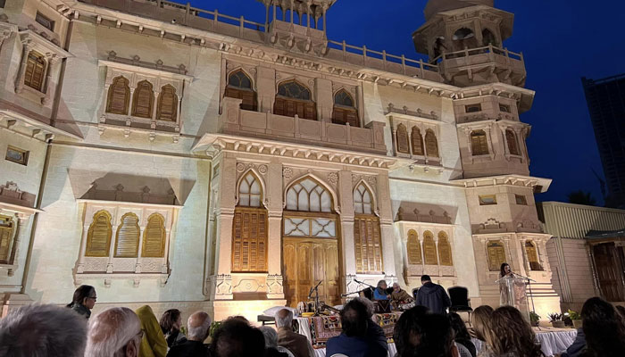 A sitting Titled ‘A Homage to the Legendary Poets of Urdu’ is underway at the Mohatta Palace Museum on Feb 3. 2024. — Facebook/Atiya Khan