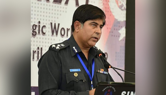 Central Police Office (CPO) Technical & Transport DIG Sharjeel Kharal addresses an event. — Facebook/DIG Sharjeel Kharal