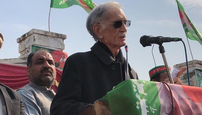 Pakistan Tehreek-e-Insaf-Parliamentarians chairman Pervez Khattak addresses the program organized in Charsadda District, Shabqadar on January 29, 2024. — Facebook/Pervez Khattak