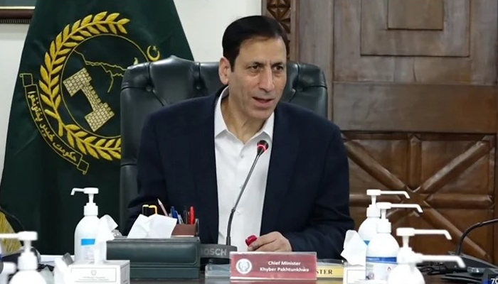 Caretaker Chief Minister Khyber Pakhtunkhwa Justice (R) Syed Arshad Hussain Shah can be seen in this image. — APP/File