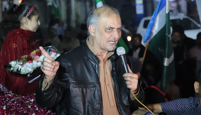 JI city chief Hafiz Naeem ur Rehman Addresses the participants of the rally in Karachi on February 5, 2024. — Facebook/Hafiz Naeem ur Rehman