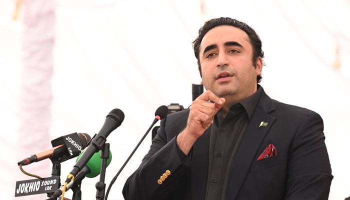 PPP Chairman Bilawal Bhutto-Zardari can be seen addressing the public rally. — Facebook/Bilawal Bhutto Zardari