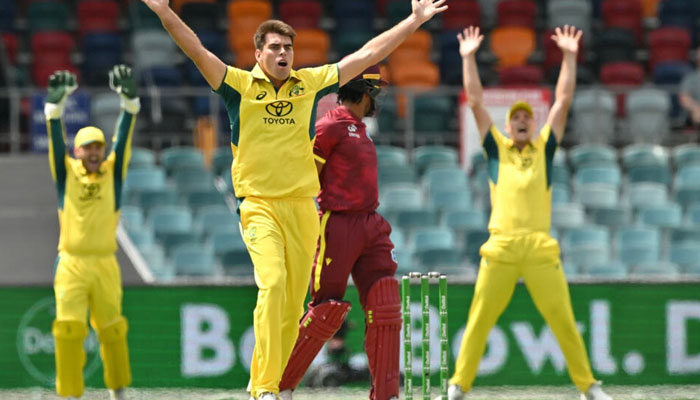 Xavier Bartlett (C) can be seen during a one-day international against the West Indies. — AFP/File