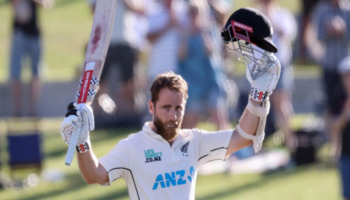 New Zealands Kane Williamson celebrates his second century of the match against South Africa. — AFP/File