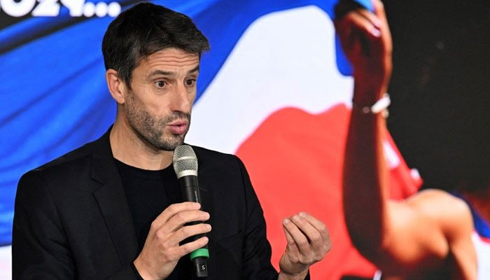 French President of the Paris 2024 Olympics and Paralympics Organising Committee (Cojo) Tony Estanguet speaks during a press conference on December 20, 2023. AFP