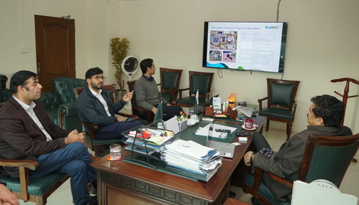 A German and Belgian water company Delving Blue delegation briefs on the present situation of drinking water in Punjab to PAPA CEO Syed Zahid Aziz on February 6, 2024. — Facebook/Aab e Pak Authority