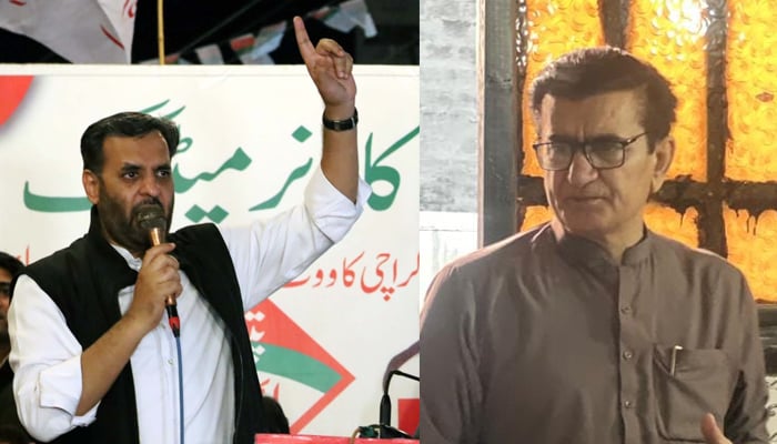 This combo of photographs shows MQM -P nominee, Mustafa Kamal (L) and (PPP) candidate, Qadir Khan Mandokhail (R). — Facebook/Qadir Khan Mandokhail, Syed Mustafa Kamal