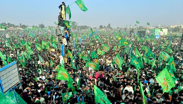 The Pakistan Muslim League Nawaz (PMLN) supporters during the Kasur rally on February 6, 2024. — Facebook/PML(N)