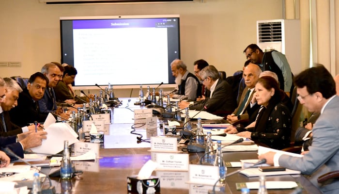 The Federal Minister for Finance, Revenue and Economic Affairs, Dr. Shamshad Akhtar, presides over a meeting of ECC of the Cabinet on February 7, 2024. — X/@Financegovpk