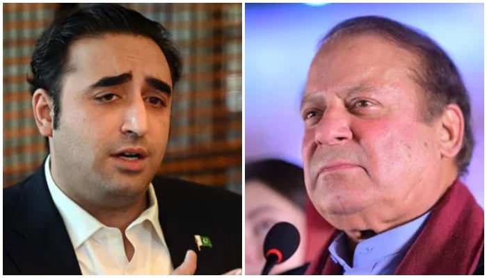 PPP Chairman Bilawal Bhutto-Zardari (left) and PML-N supremo Nawaz Sharif. — AFP/X/@pmln_org/File