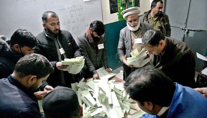 Election officials counting votes after polls end during Pakistan’s General Elections-2024 on February 8, 2024. — APP
