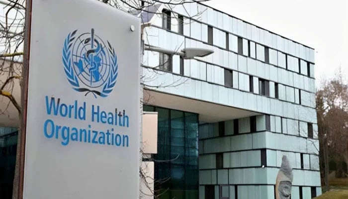 The World Health Organization (WHO) board can be seen. — AFP/File