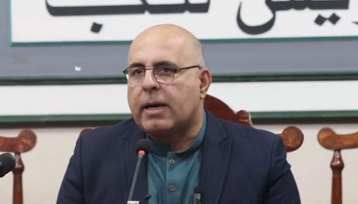 Balochistan Caretaker Minister for Information Jan Achakzai while speaking on January 3, 2024. — Facebook/Directorate of Public Relations Balochistan