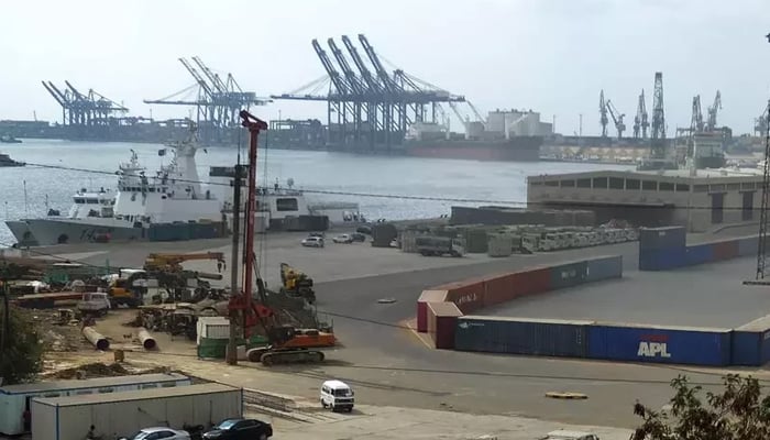 This picture shows a general view of the Karachi sea port. — AFP/File