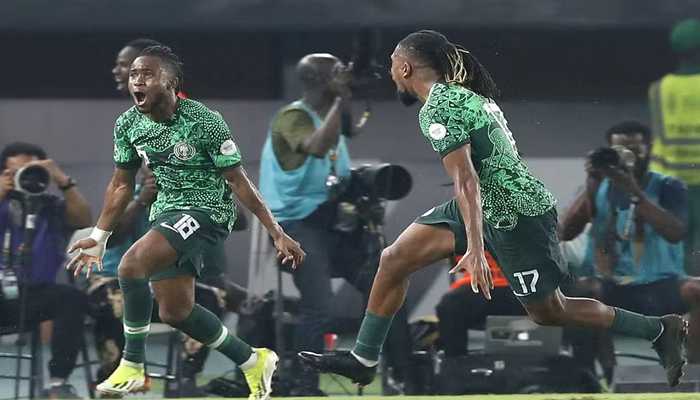 Ademola Lookman (L) celebrating a goal for Nigeria. — AFP/File