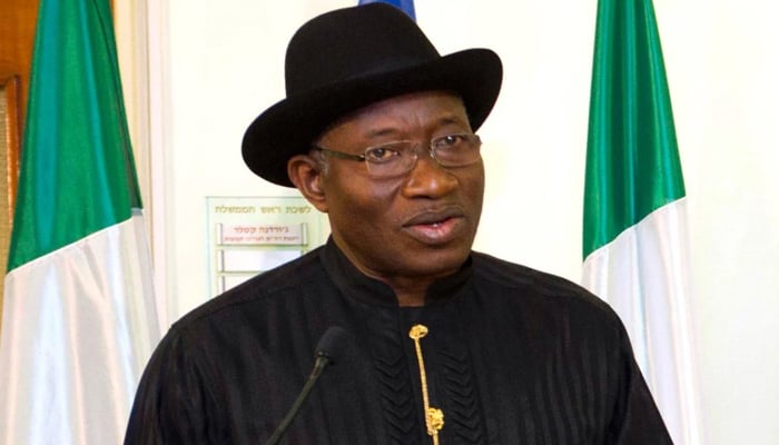 Chairperson COG, Dr Goodluck Jonathan can be seen at a press conference. — APP/File